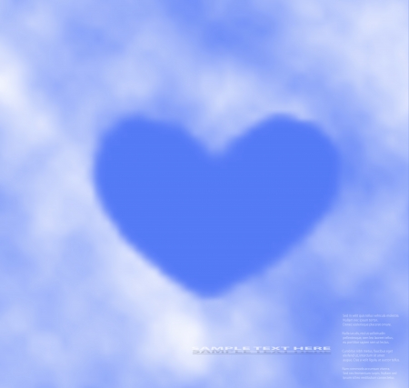 Heart clouds on blue sky,on a separate layer, easy to put on any background. のイラスト素材