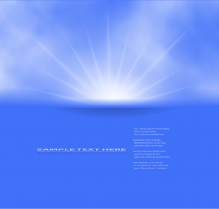 illustration of sun and clouds on a blue sky. Gradient mesh used.のイラスト素材
