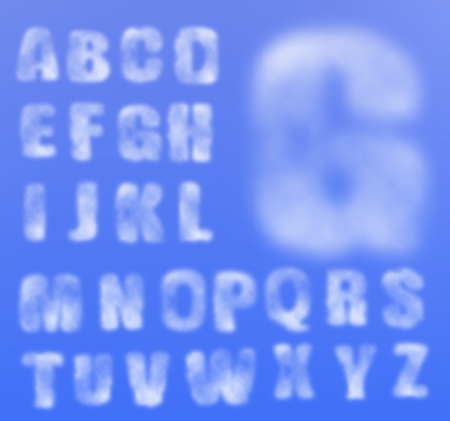 realistic cloudy alphabet, easy to put on any background, sky. Gradient mesh used.のイラスト素材