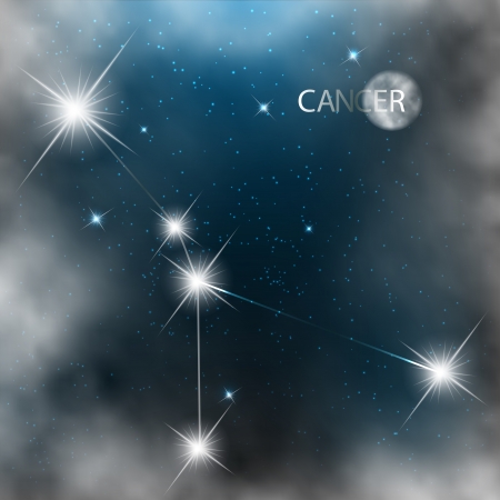 Cancer  Zodiac sign bright stars in cosmos のイラスト素材