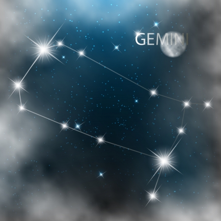 Gemini  Zodiac sign bright stars in cosmos のイラスト素材