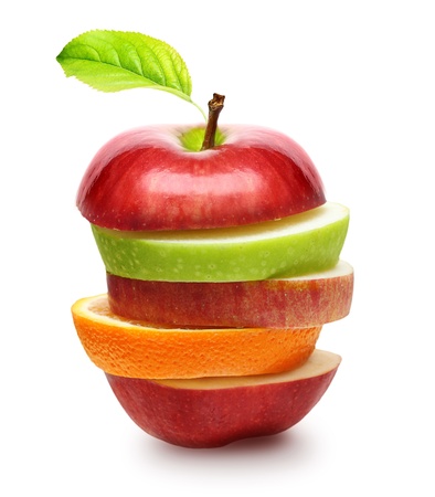 Apples and orange fruit isolatedの写真素材