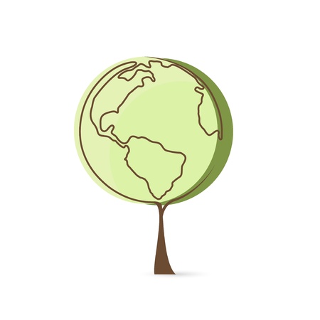 Vector eco green planet tree のイラスト素材