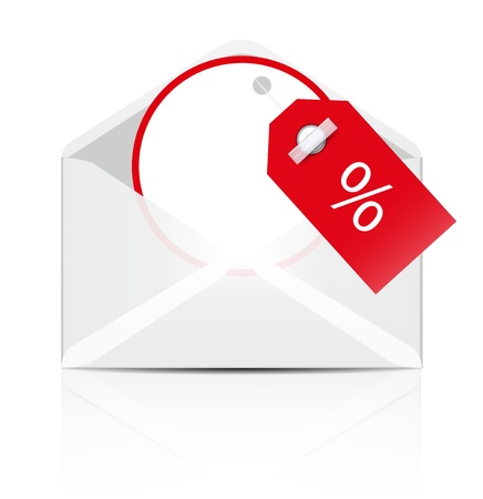 White detailed envelope with red sale tag のイラスト素材