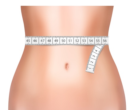 Perfect woman belly with measuring tape  Vector illustration, gradient mesh used のイラスト素材