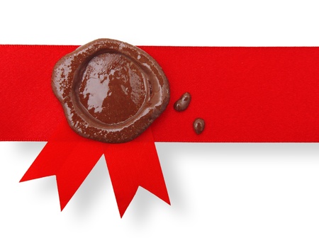 Red label with seal waxの写真素材