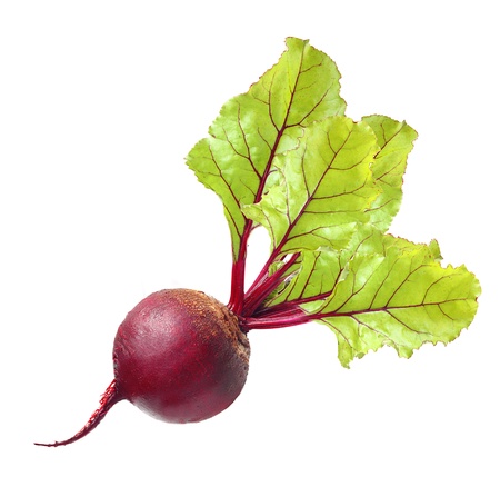 Beetroot with leaves isolated on whiteの写真素材