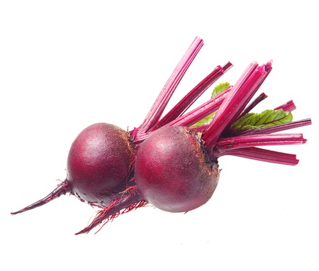 Beetroot with leaves isolated on whiteの写真素材