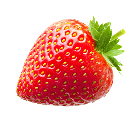 Strawberry macro isolated on whiteの写真素材