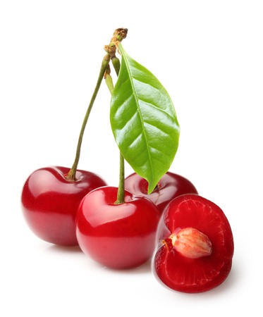 Cherry isolated on white background. Summer berry fruit.の写真素材