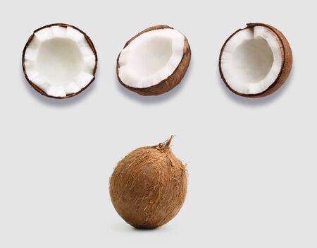 Tropical fruit coconut on grayの写真素材