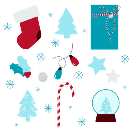 A set of elements on the theme of Christmas and new year. Vector illustration.のイラスト素材
