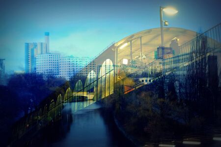 Cityscape in Berlin collageの写真素材