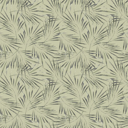 Tropical palm pattern. Watercolor seamless pattern in monochrome style, hand drawn on a green background. Exotic design for fabric, packaging, cosmetics, invitations, banner, spa, perfume, travelの写真素材