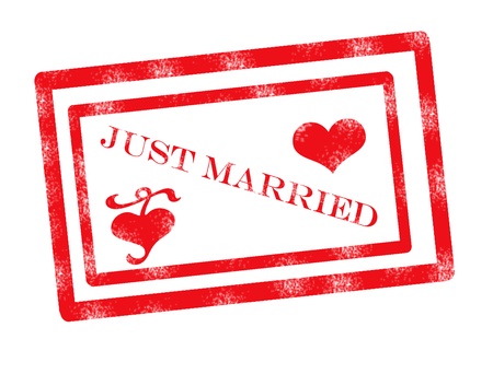just married  stamp on white background, vector illustrationのイラスト素材