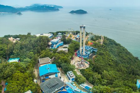 Aerial view Ocean park is one of the two large theme parks in Hong Kong, China. July 2018