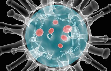 Close up Coronavirus COVID-19 inside Xray