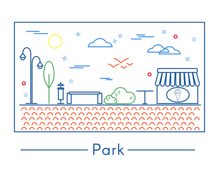 Linear city and park design elementsのイラスト素材