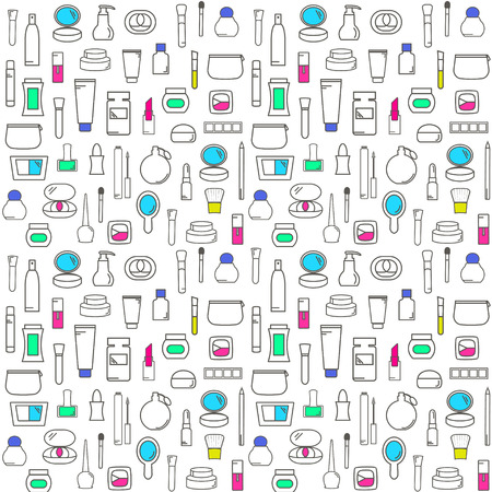 Seamless Pattern With Decorative Cosmetics illustration.のイラスト素材
