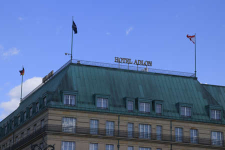 Berlin, Germany - July 02, 2020: Hotel Adlon Kempinski signage. Luxury hotel in Berlinのeditorial素材