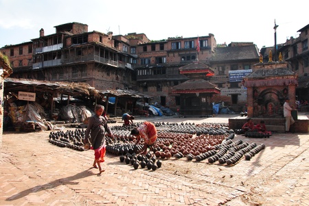Pottery square in Bhaktapur, Nepalのeditorial素材