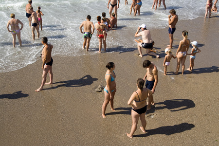 People on the sea beachのeditorial素材