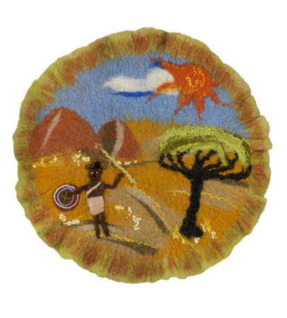 Mat of felted wool pattern on the African themeの写真素材