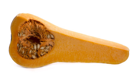 Pumpkin in a cut on a white backgroundの写真素材