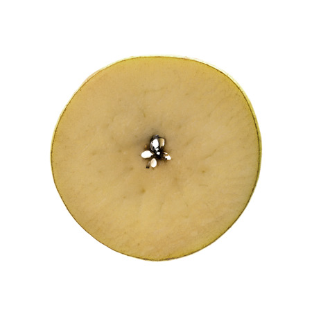 Part of the cut ripe pears on a white background closeupの写真素材