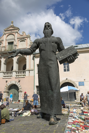 Monument to the first printer Ivan Fyodorov in Lviv, Ukraine.;のeditorial素材