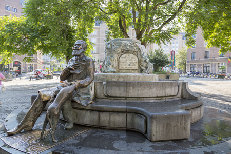 Brussels, Belgium - July 04, 2018: Monument to the Mayor of Brussels Charles Bulsのeditorial素材