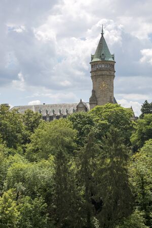 Luxembourg, Grand Duchy of Luxembourg - July 06, 2018: Tower of the Museum of the Central Bank of Luxembourgのeditorial素材