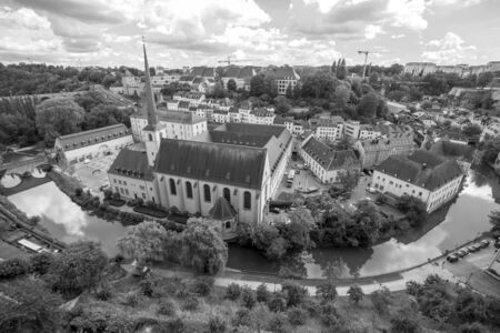 Luxembourg, Grand Duchy of Luxembourg - July 06, 2018: Neumunster Abbey in the Lower City in Luxembourgのeditorial素材