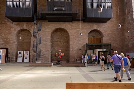 Trier, Germany - July 06, 2018: People get out of the Basilica Constantine in the center of Trierのeditorial素材