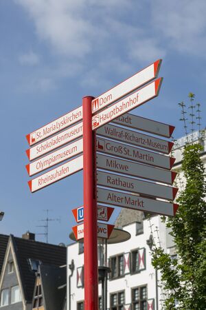 Cologne, Germany - July 07, 2018: Street direction indicator in Cologneのeditorial素材