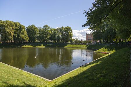 St. Petersburg, Russia - August 08, 2018: Karpiev Pond, Lake in the Summer Garden of St. Petersburgのeditorial素材