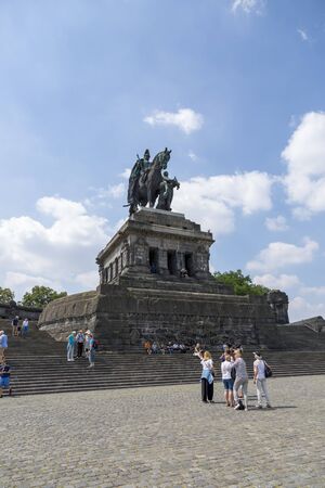 Koblenz, Germany - July 07, 2018:  Monument to Kaiser Wilhelm I in Koblenzのeditorial素材