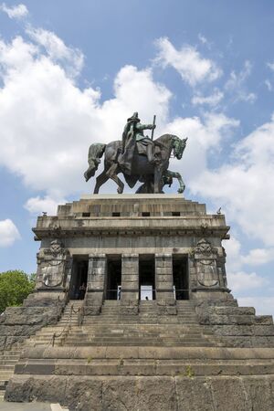 Koblenz, Germany - July 07, 2018: Monument to Kaiser Wilhelm I in Koblenzのeditorial素材