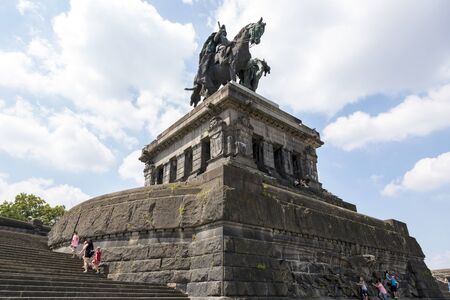 Koblenz, Germany - July 07, 2018: Monument to Kaiser Wilhelm I in Koblenzのeditorial素材