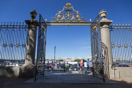 St. Petersburg, Russia - August 08, 2018: Gate, entrance to the Summer Garden from the Palace Embankment in St. Petersburgのeditorial素材