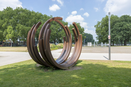 Koblenz, Germany - July 07, 2018: Modern installation in front of the Ludwig Art Museum in Koblenzのeditorial素材