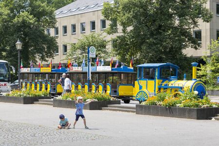 Koblenz, Germany - July 07, 2018: Children's express for walking along the embankment in Koblenzのeditorial素材