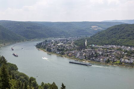 Braubach, Germany - July 07, 2018: View of the Rhine Valley from the fortress of Marksburgのeditorial素材