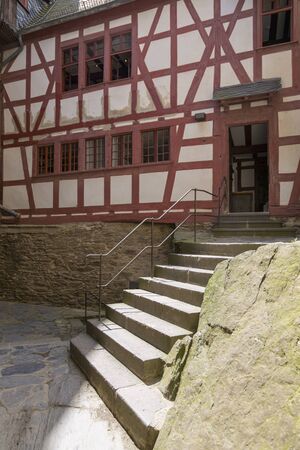 Braubach, Germany - July 07, 2018: Fragment of the courtyard in the castle Marksburg
