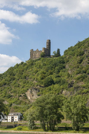 Wellmich, Germany - July 07, 2018: View of the ancient Mouse castle on the banks of the Rhineのeditorial素材