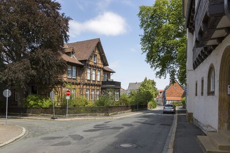 Goslar, Germany - July 08, 2018: View of one of the central streets in the center of Goslar in...