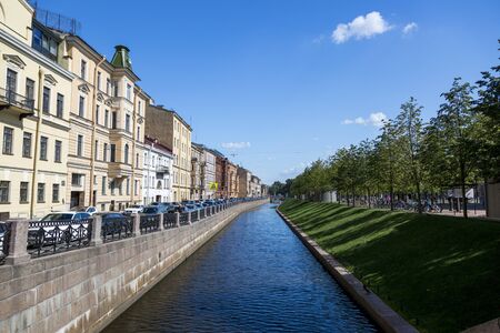 St. Petersburg, Russia - August 10, 2018: View of the Admiralty Canal near the city park "New Holland" in St. Petersburgのeditorial素材