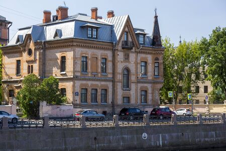 St. Petersburg, Russia - August 10, 2018: The mansion of the architect Victor Schroter on the embankment of the Moika River in St. Petersburgのeditorial素材