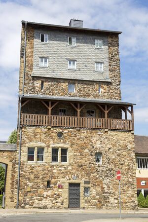 Goslar, Germany - July 08, 2018: A beautiful stone house in the center of Goslar in Germanyのeditorial素材