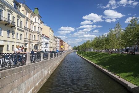 St. Petersburg, Russia - August 10, 2018: View of the Admiralty Canal near the city park "New Holland" in St. Petersburgのeditorial素材